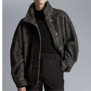 Women's Black and White Wool Jacket/Coat